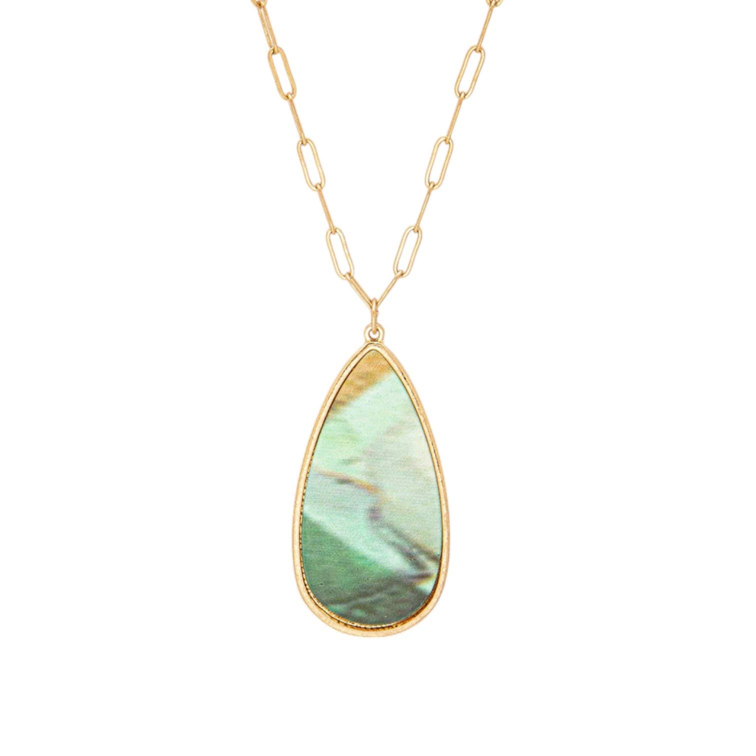 Stone Teardrop Pendant Necklace