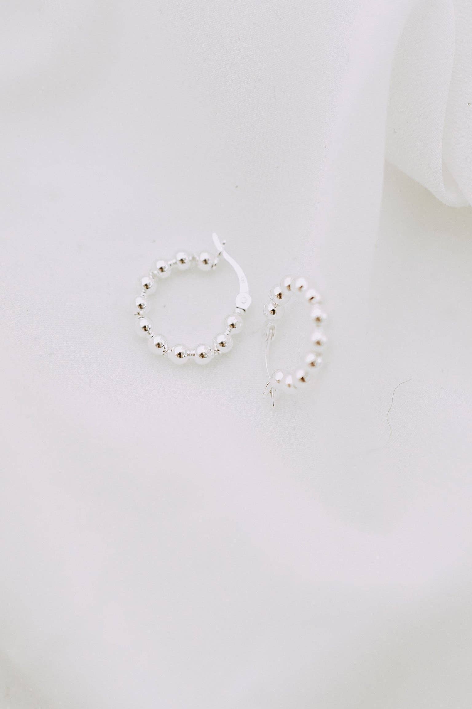 Sterling Silver Mini Ball Hoops 16mm | Beaded Hoop