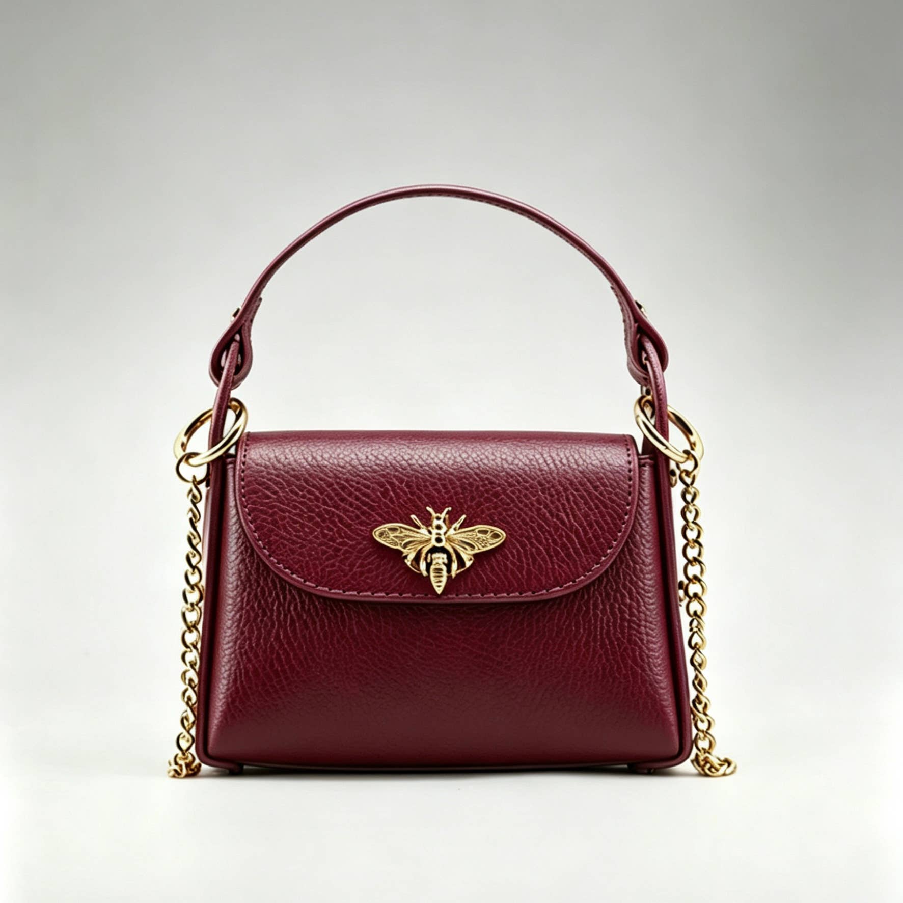 Bee Happy Mini Leather Crossbody Bag with Gold Bee Clasp