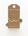 1.5" Hammered Hoop Earrings Silver