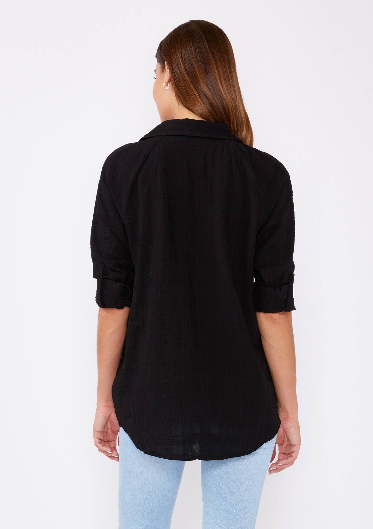 Long Sleeve Plaid Seersucker Button-Down Shirt