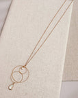 Gold Layered Circle Drop Necklace with Pearl