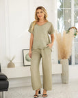 Breezy V-Neck Linen Tee