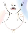 Pearl Chain Bow Charm Necklace
