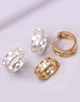 Mini Cutout Checker Hoop Huggie Earring