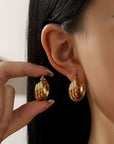 18k Stainless Steel Tarnish Free Triple Oval Hoops
