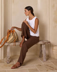 Rattan Sling Bag - Brown Diagonal Stripe Pattern