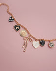 Charm Necklace-bow Checker Heart Rhinestone