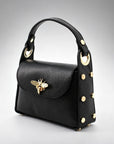 Bee Happy Mini Leather Crossbody Bag with Gold Bee Clasp