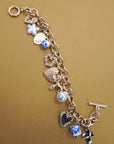 Ceramic Porcelain Heart Bow Pearl Charm Bracelet