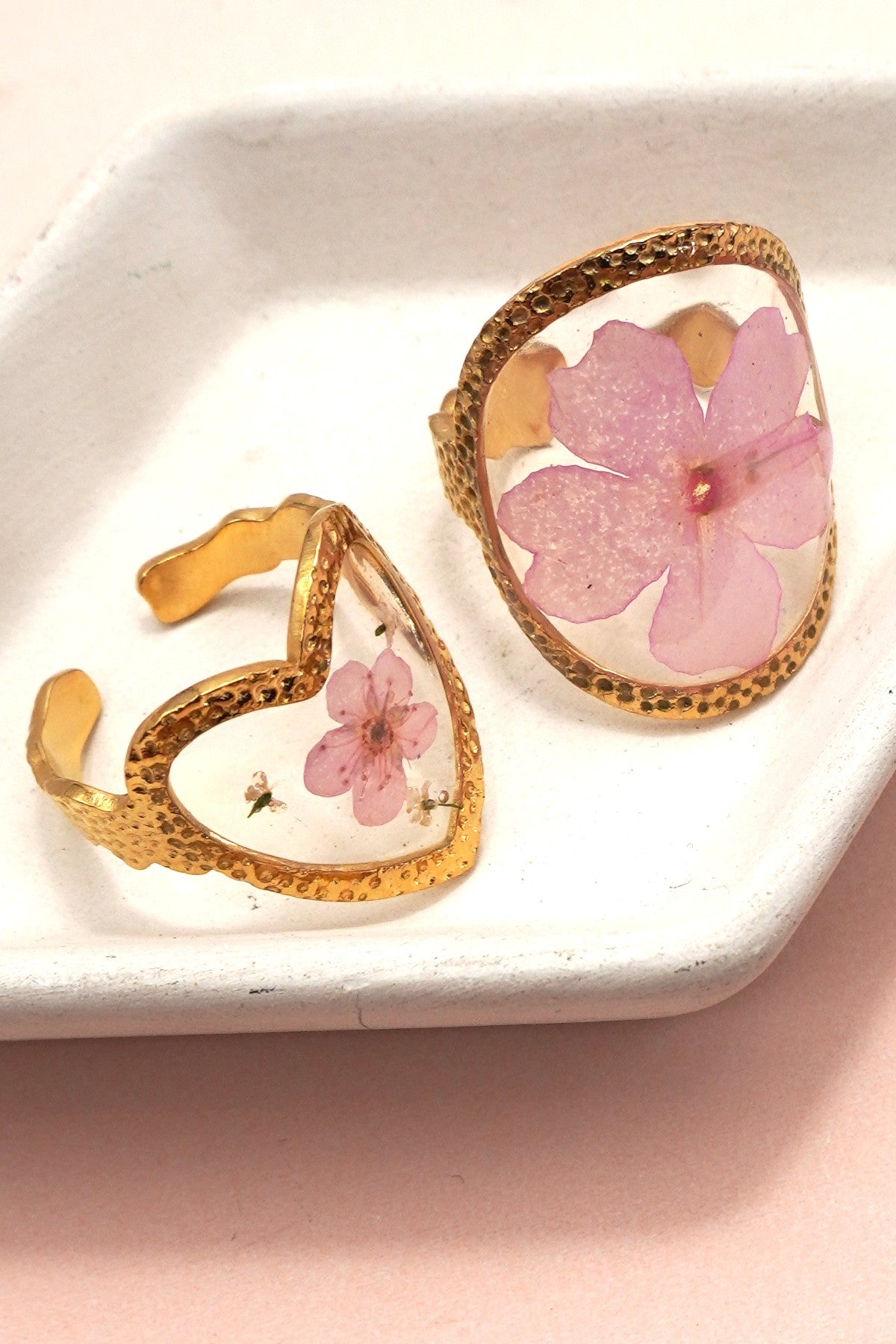 18k Stainless Steel Tarnish Free Floral Rings