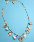 Charm Necklace-ceramic Porcelain Heart Pearl