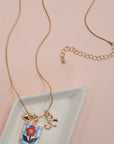 Porcelain Cluster Charm Bow Heart Necklace