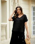 Breezy V-Neck Linen Tee