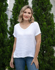 Breezy V-Neck Linen Tee