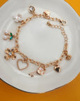Charm Bracelet-floral Cherry Heart Bow Key