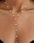 18k Stainless Steel Tarnish Free Pearl Y Necklace