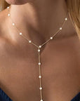 18k Stainless Steel Tarnish Free Pearl Y Necklace
