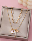 Crystal Cluster Charm Double-layer Necklace