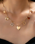 Charm Necklace-hearts Clover Stone