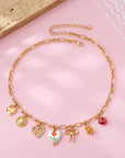 Gold Figaro Chain Multi-charm Statement Necklace