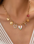 Gold Figaro Chain Multi-charm Statement Necklace