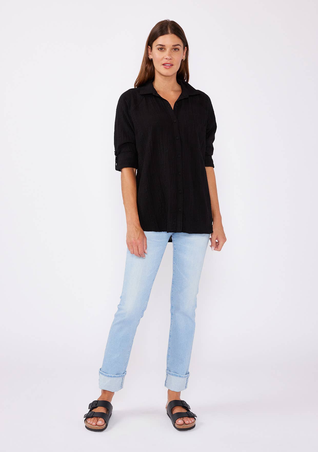 Long Sleeve Plaid Seersucker Button-Down Shirt