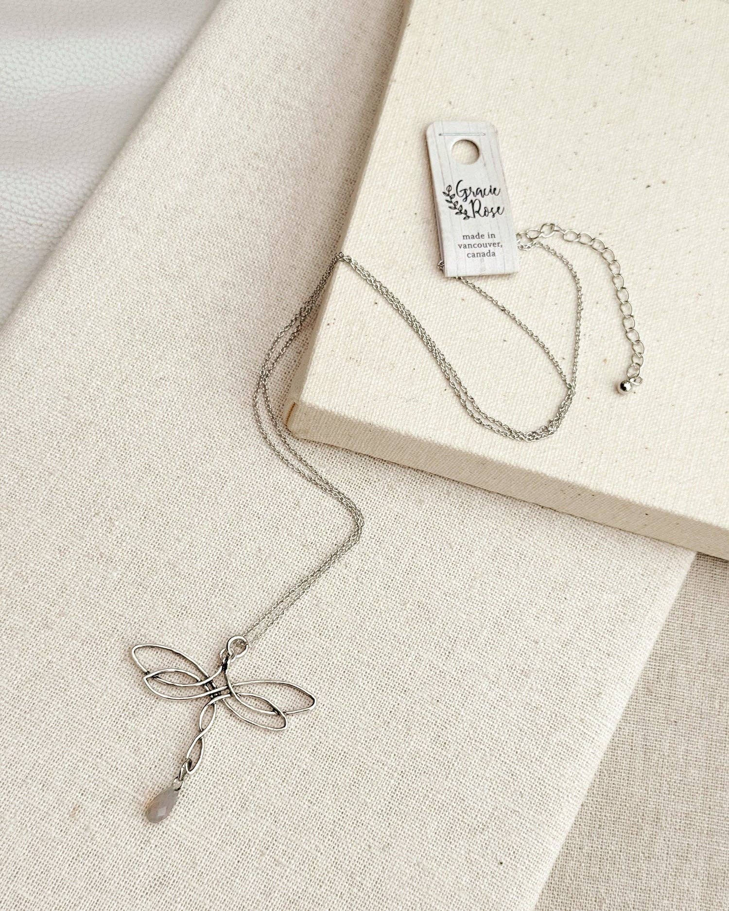 Celtic Knot Dragonfly &amp; Swarovski Crystal Pendant Necklace