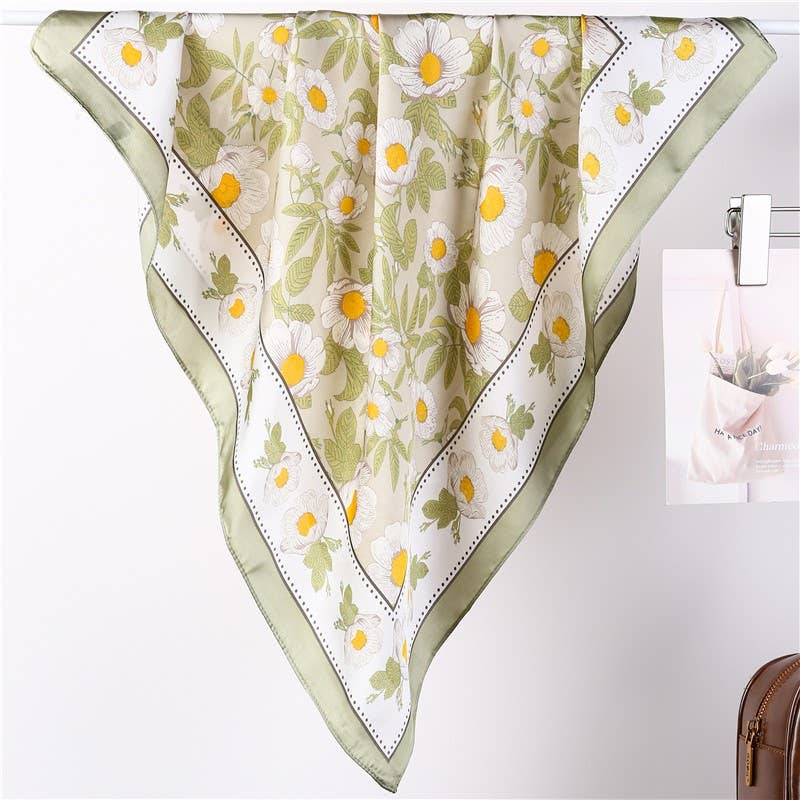 Spring Meadow Daisy Silky Feel Bandana Scarf