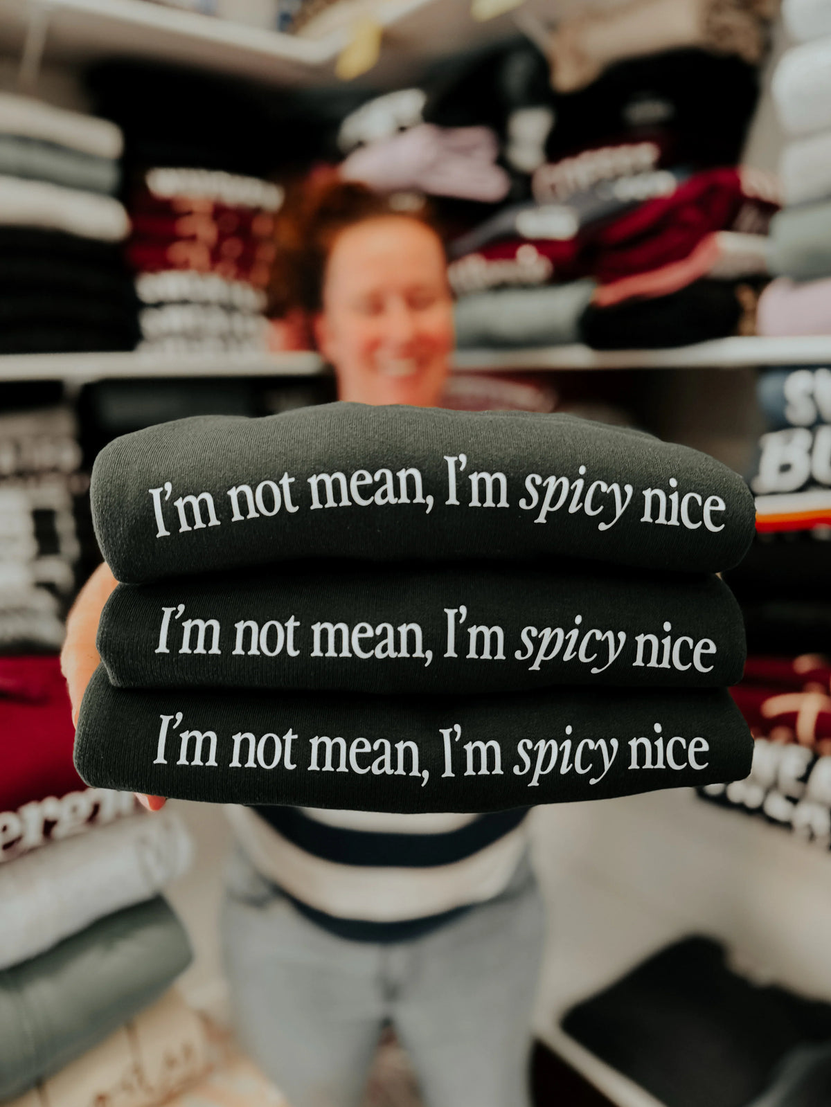 I'm not mean, I'm Spicy Nice Cozy Crew Neck Sweater