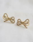 Cubic Zirconia Knot Bow Stud Earrings