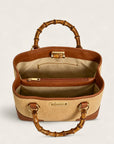 Small Bamboo Bag – Genuine Leather and Vienna Raffia Nero