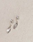 Silver Rhinestone & Pearl Drop Earrings