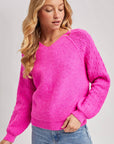 V-NECK RIBBED KNIT SWEATER