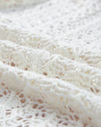White Stylish Hollow Out Knit Drop Shoulder Cardigan