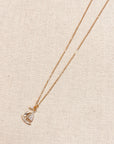 CZ Sailboat Charm Gold Necklace with Pearl