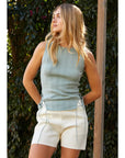 Estefania Linen Cotton Multi-Ribbed Knit Tank
