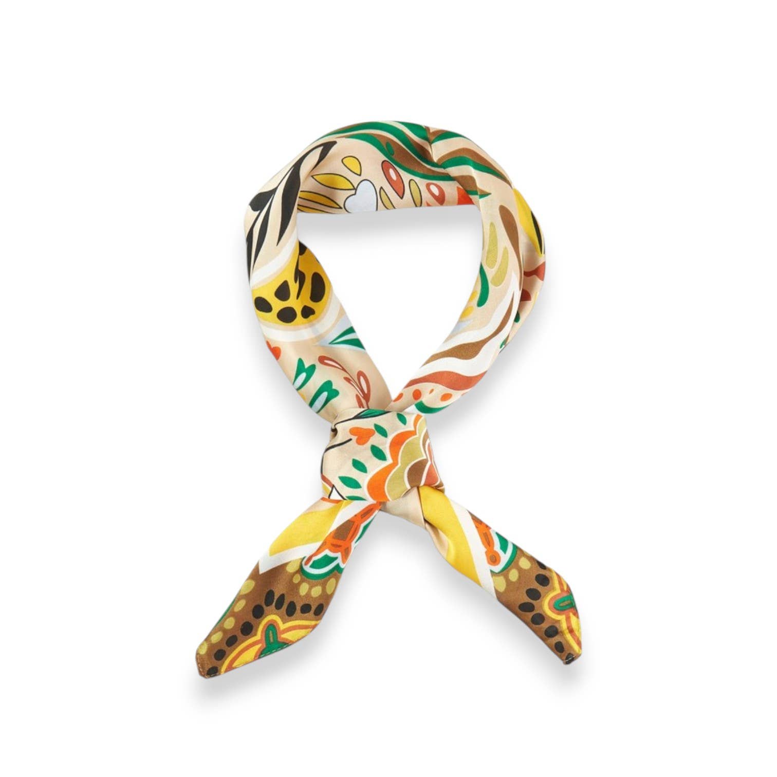 Color Floral Drawing Print Silky Square Scarf