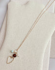 Mixed Gem Heart Charm Necklace