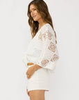 Dolman Sleeve Patchwork Tie Front Top