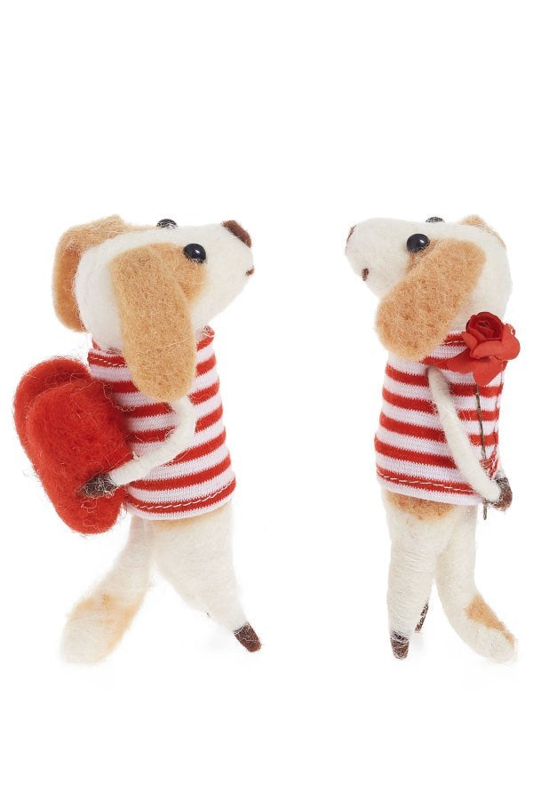 Felt Dog Red and White