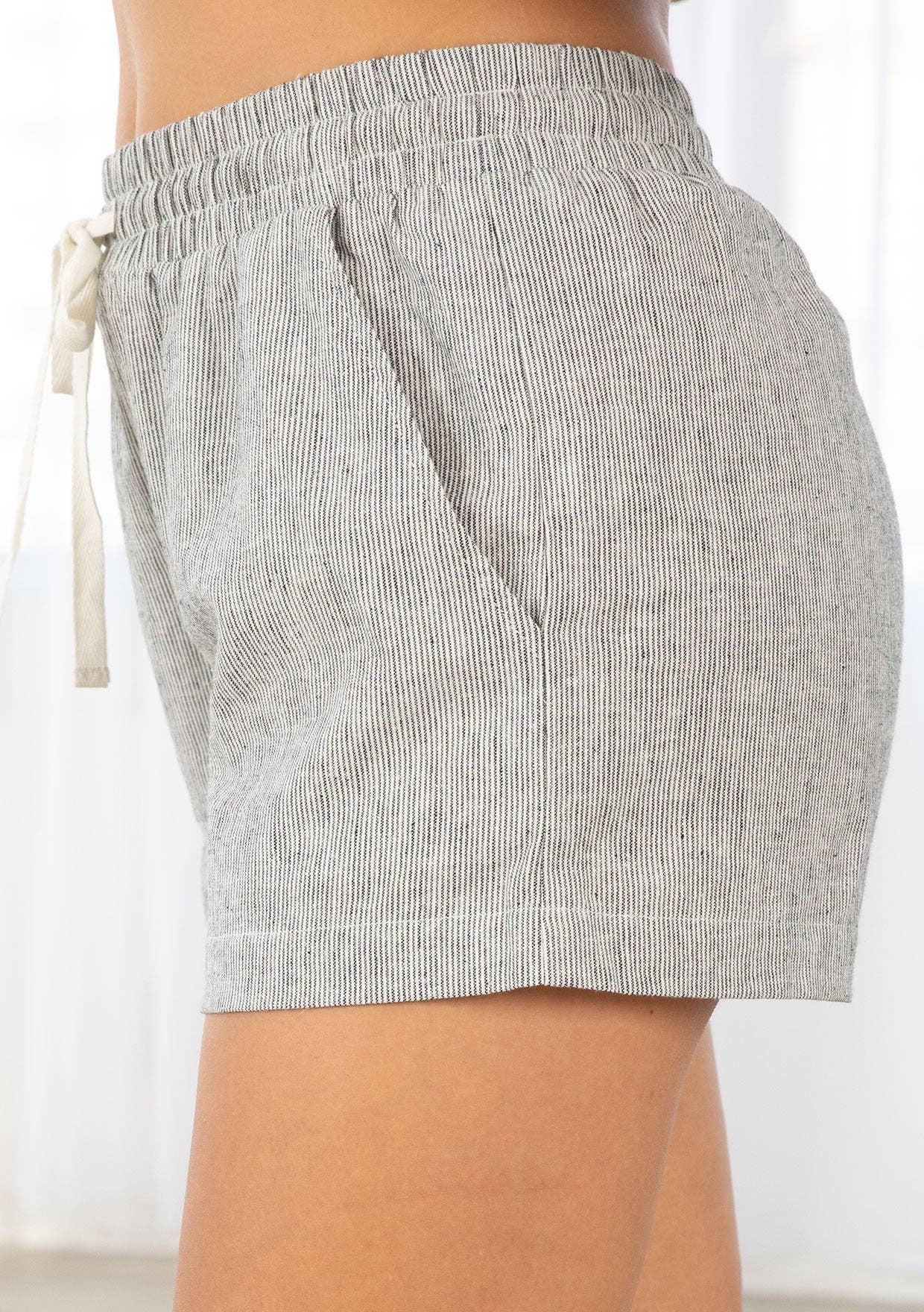 Yarn Dye Linen Blend Paperbag Shorts
