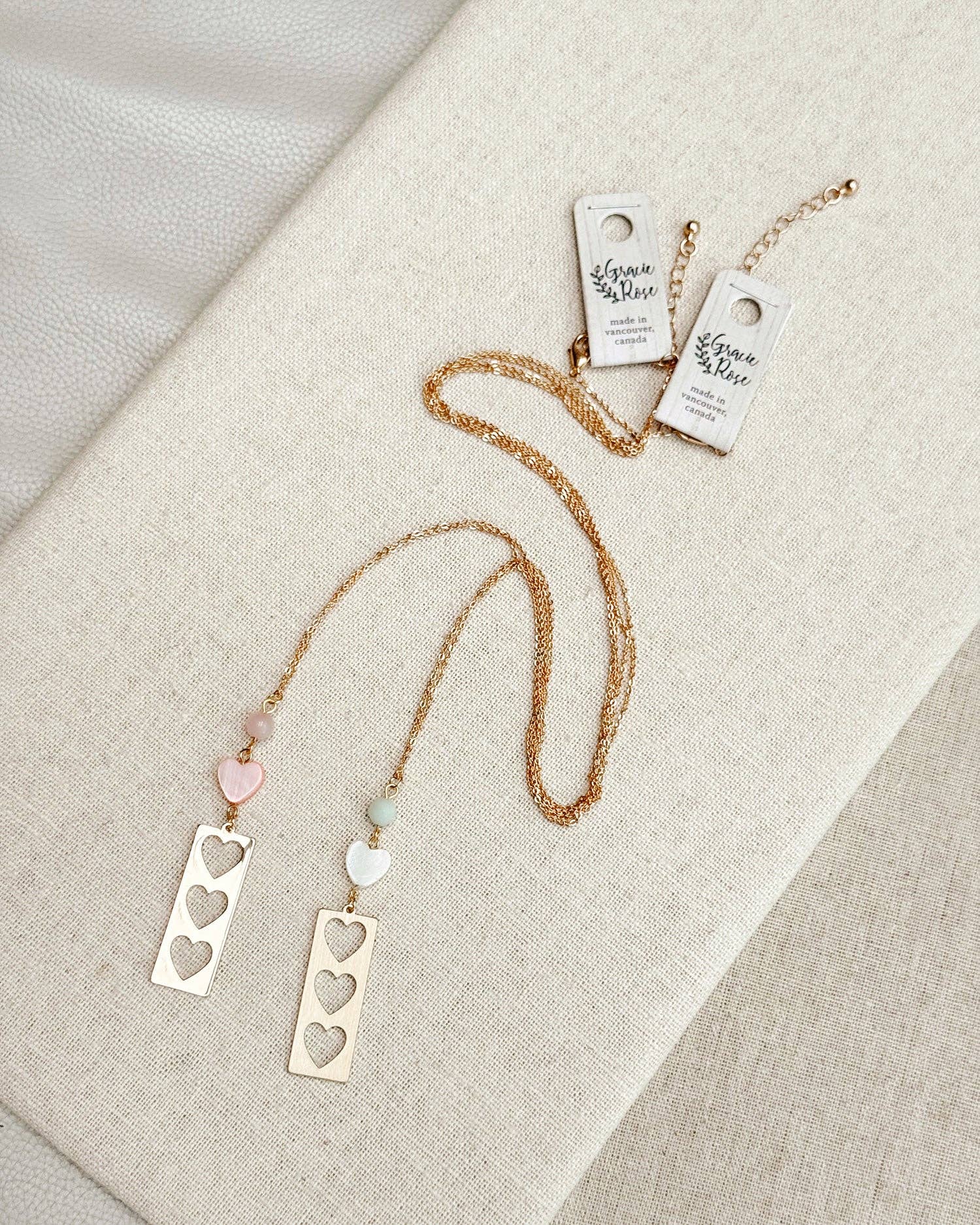 Stone with Shell &amp; Heart Bar Necklace