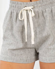 Yarn Dye Linen Blend Paperbag Shorts