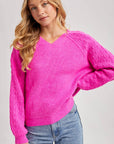 V-NECK RIBBED KNIT SWEATER