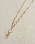 Cubic Zirconia Starfish & Pearl Charm Gold Necklace