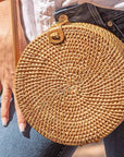 Round Ata Rattan Bag (Brown)