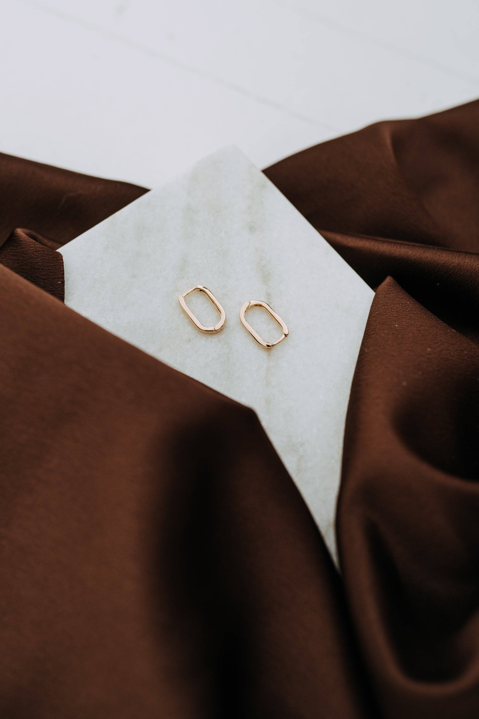 Rectangle Huggie Hoops – Gold Filled Minimal