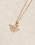 Textured Brass Bee Gold Charm Necklace