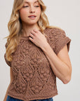 Knit Sweater Short Sleeved Pullover